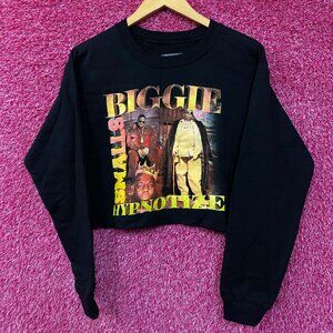 Notorious B.I.G. Hypnotize Graphic Black Cropped Long-Sleeve Sweatshirt Small